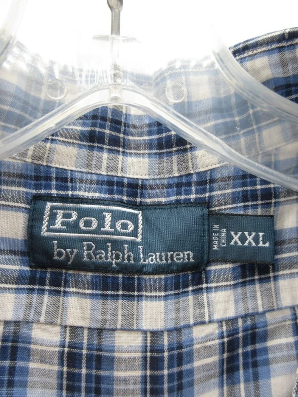 Polo Ralph Lauren Shirt XXL Linen Blend Plaid Button Down Preppy Woven